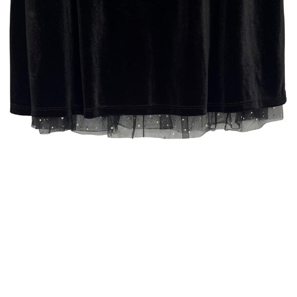 Knit Works Girls 12 Black Velvet Dress Pearl Lace Collar Holiday Party Outfit - Picture 11 of 13